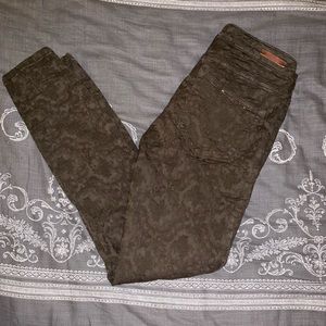 Pilcro and the Letterpress Patterned Olive Jeans